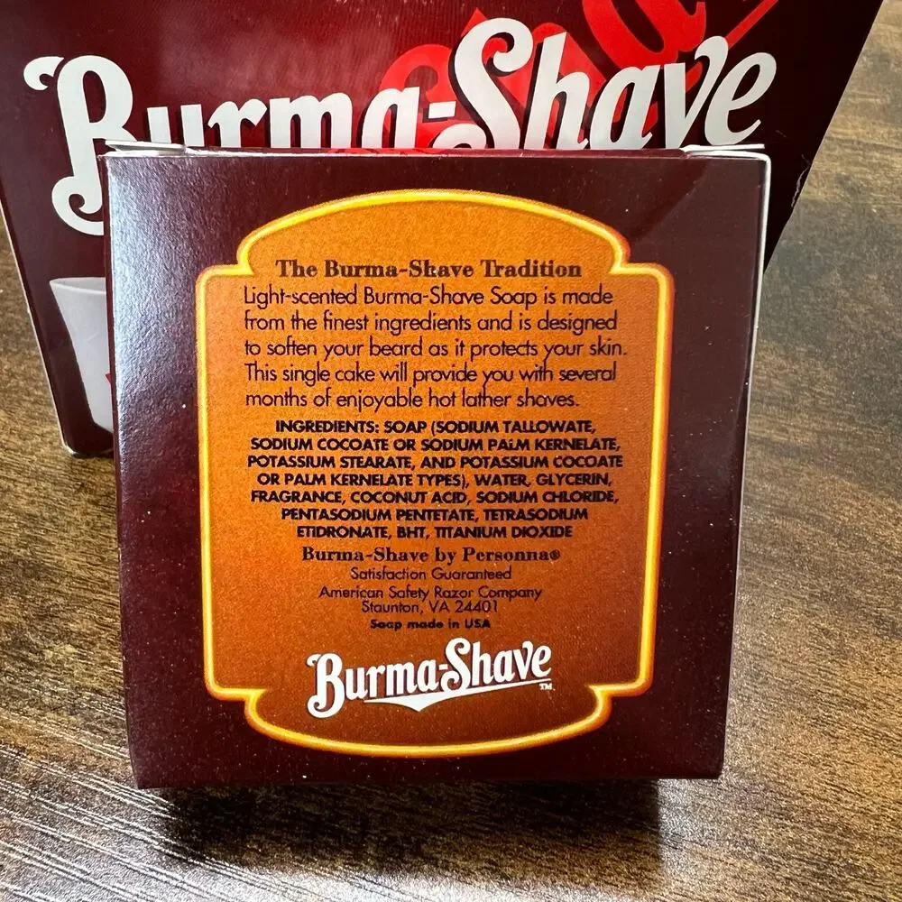Vtg Burma Shave Mug & Soap Set Kit Retro Ceramic Cup Grooming Skincare Self Care